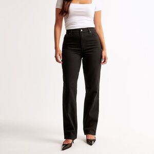 Abercrombie Curve Love 90s Straight Jeans Women’s Size 26 Black High Rise Frayed